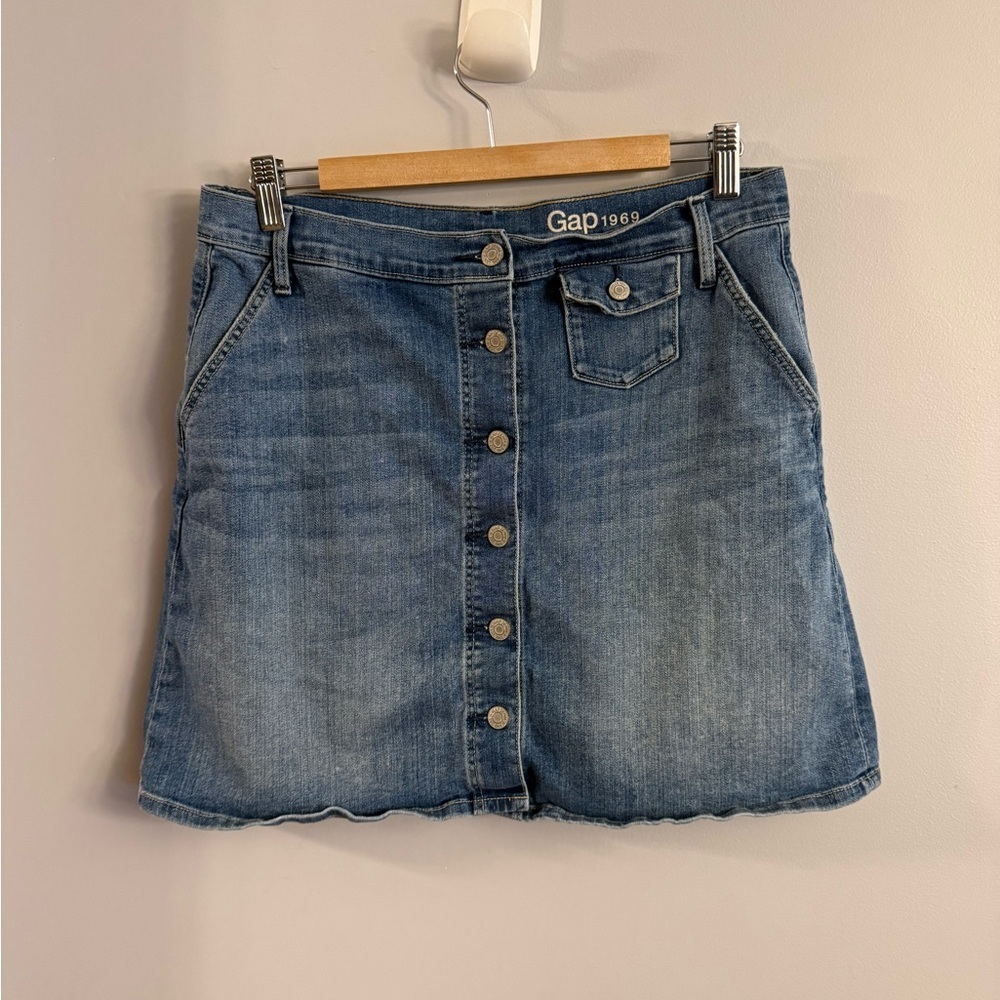 Gap 1969 Button Front Denim Mini Skirt Size 30